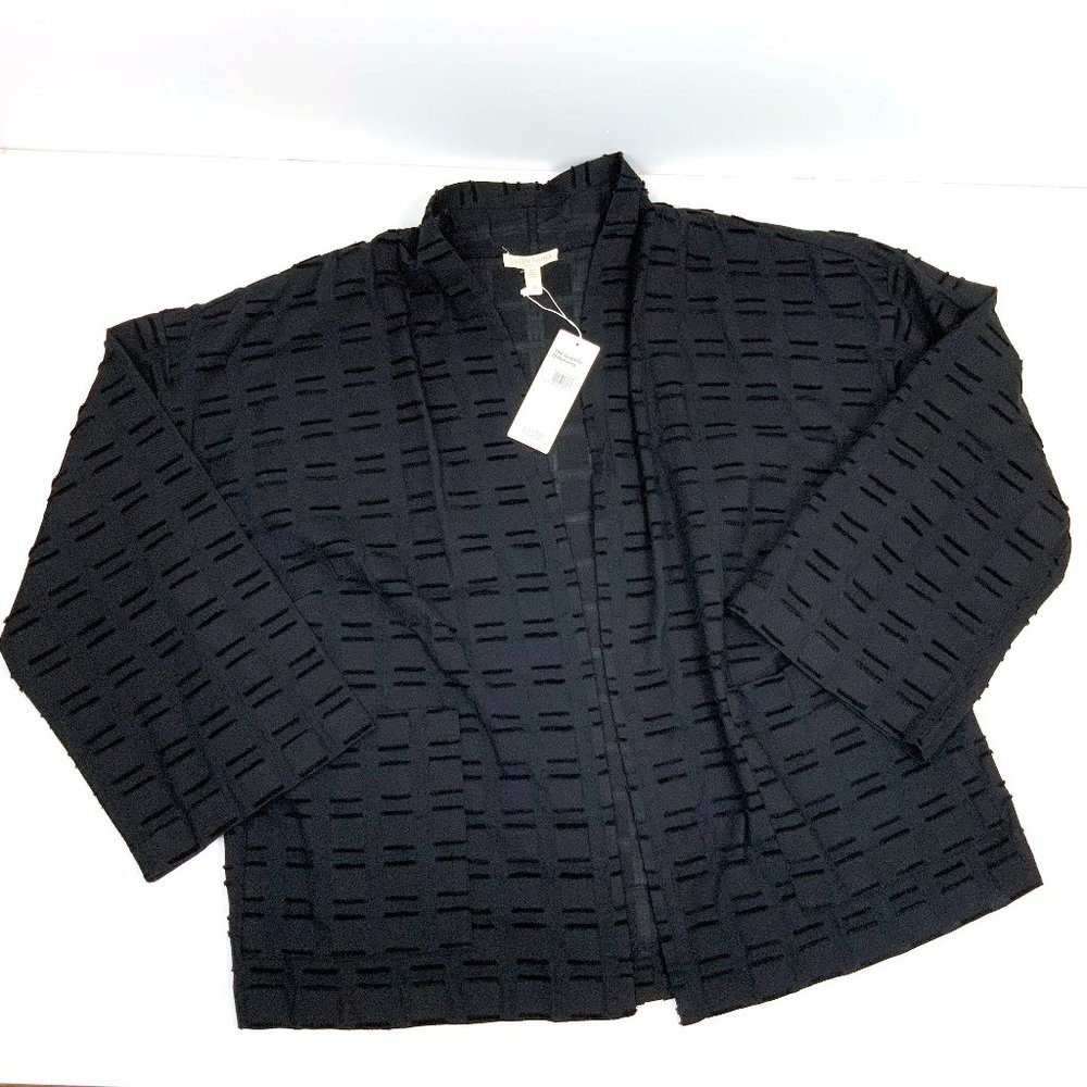 New Eileen Fisher Textured Organic Cotton Soffo Black Jacket Sz 1X - Picture 13 of 16